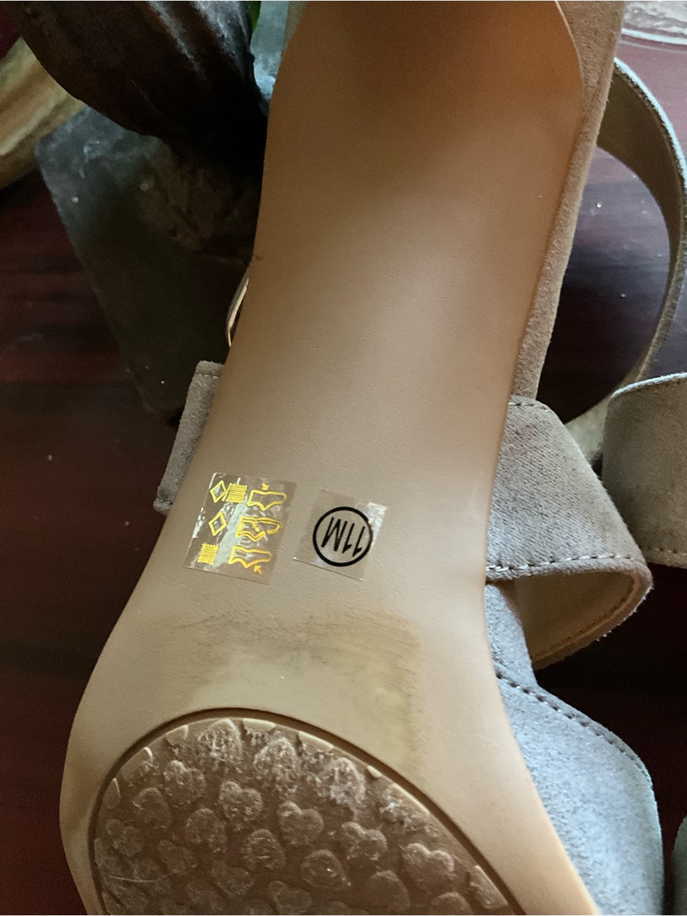 Pointed Toe Ankle Strap Suede Pumps in Taupe - Picture 8 of 9